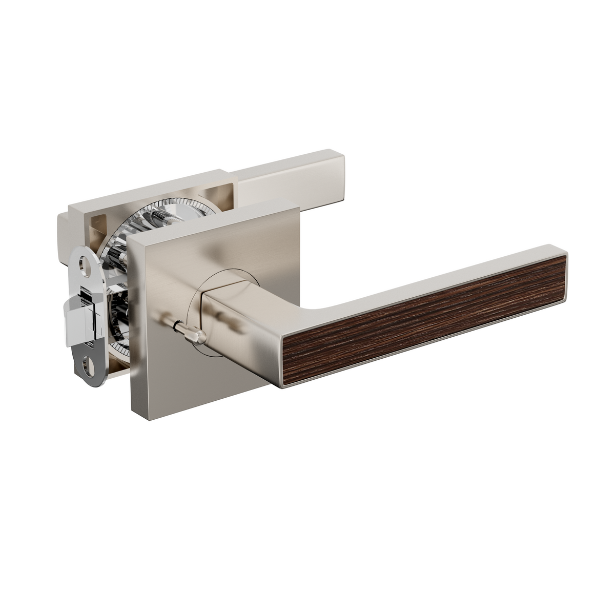 AVALON 0550 'WOODLINE' - Modern Door Handle Set in Satin Nickel