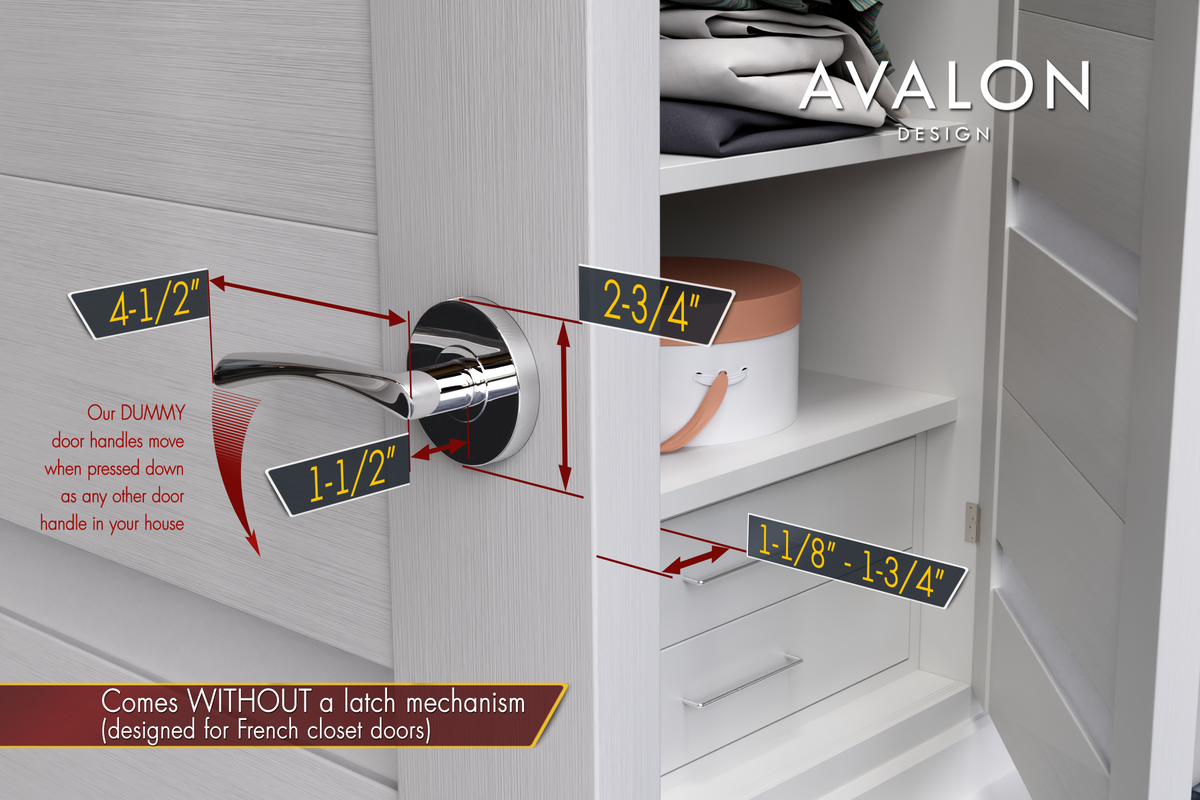 AVALON 0601 DUMMY (French Closet) Door Handle Set in Polished Chrome