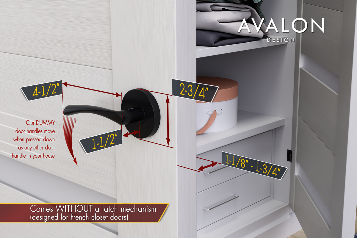 AVALON 0681 DUMMY (French Closet) Door Handle Set in Matte Black Fin