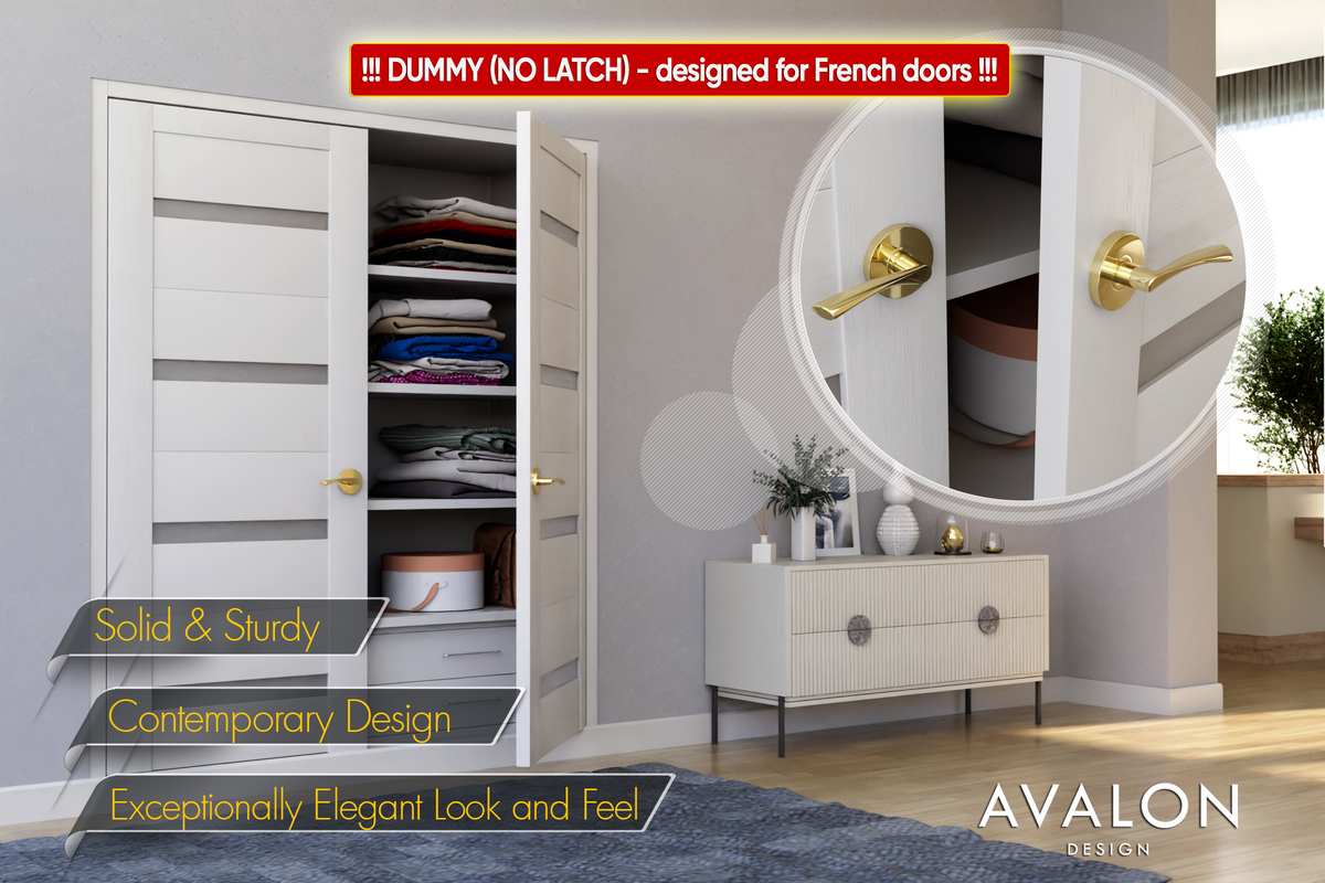 AVALON 0781 - DUMMY (French Closet) Door Handle Set in Polished Gold Finish