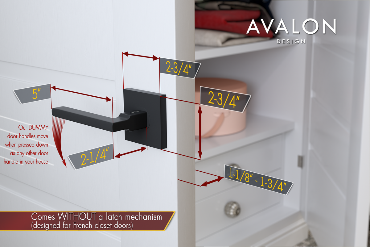 AVALON 0631 DUMMY (French Closet) Door Handle Set in Matte Black Fin