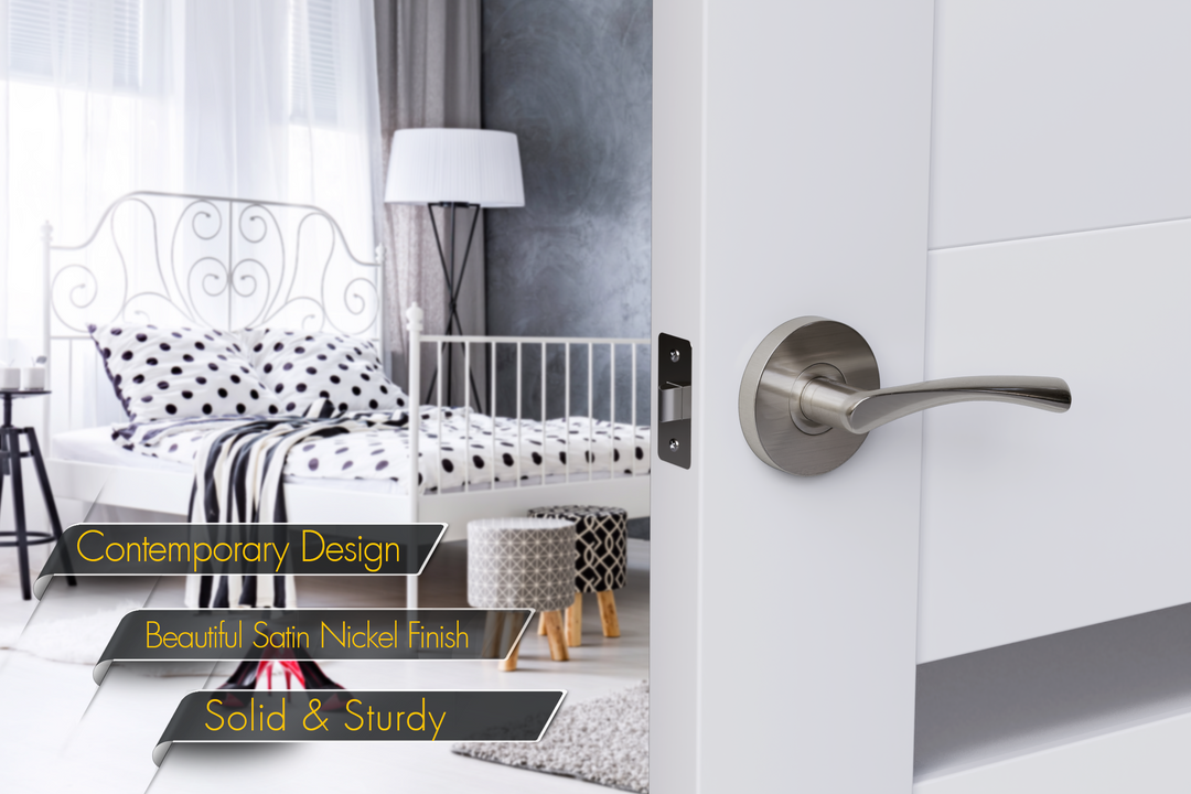 AVALON 0580 'CHARM' - Modern Door Handle Set in Satin Nickel