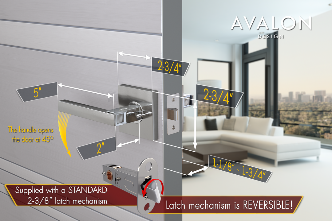 AVALON 0520 'NIKA' - Modern Door Handle Set (PRIVACY / PASSAGE) in