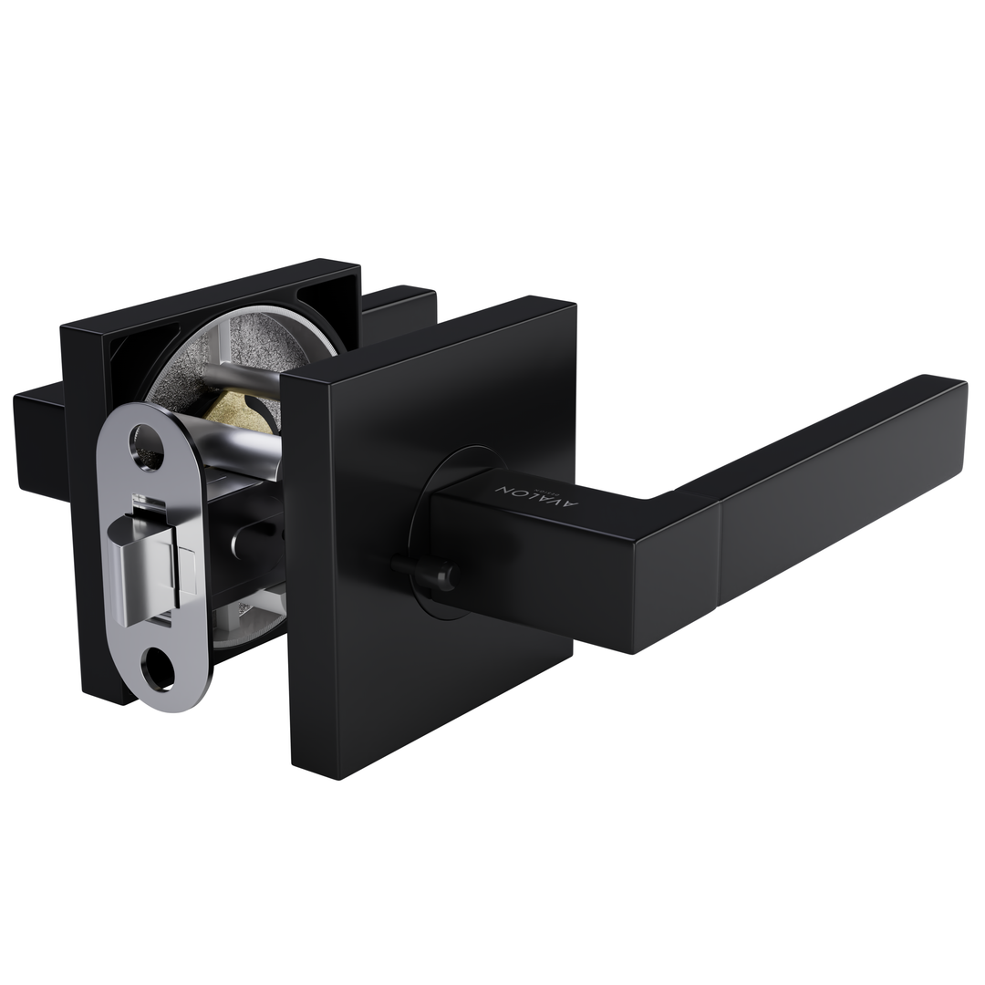 AVALON 0610 'MIRA' - Modern Door Handle Set in Matte Black Finish AVALON 0610 'MIRA' - Modern Door Handle Set in Matte Black Finish