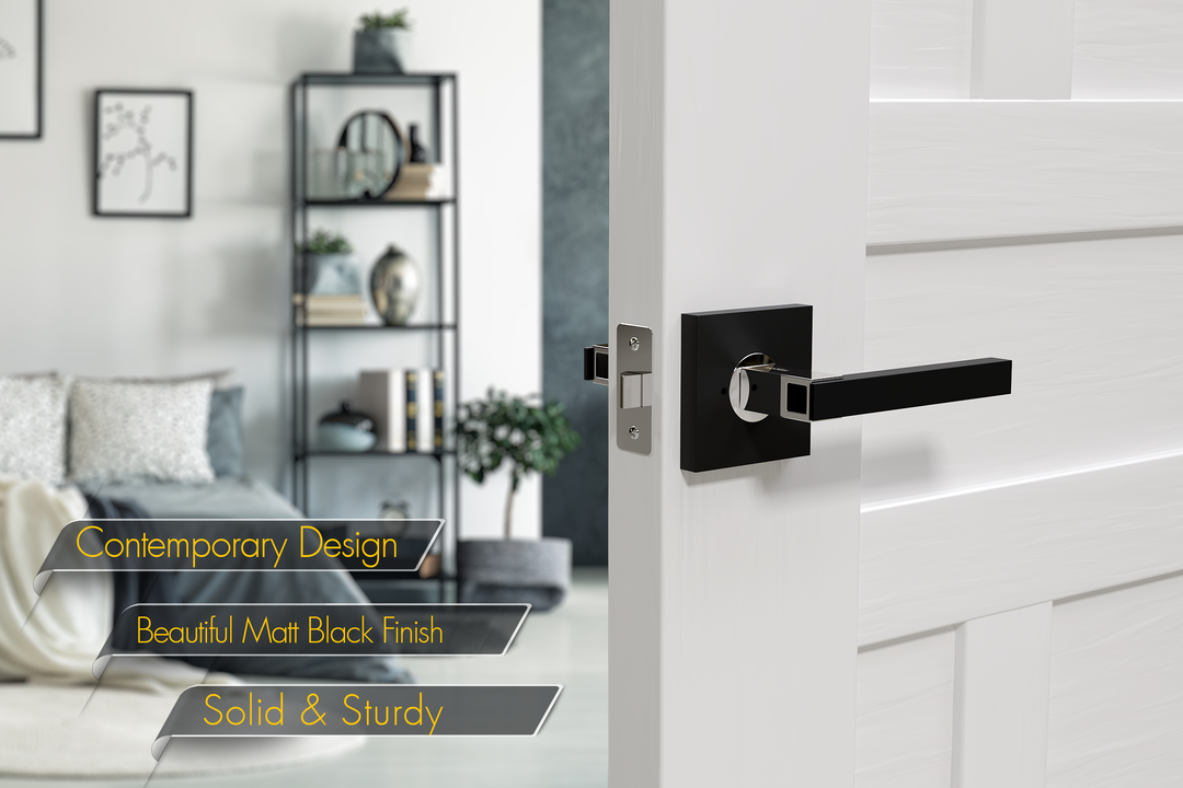 AVALON 0620 'NIKA' - Modern Door Handle Set in Matte Black Finish