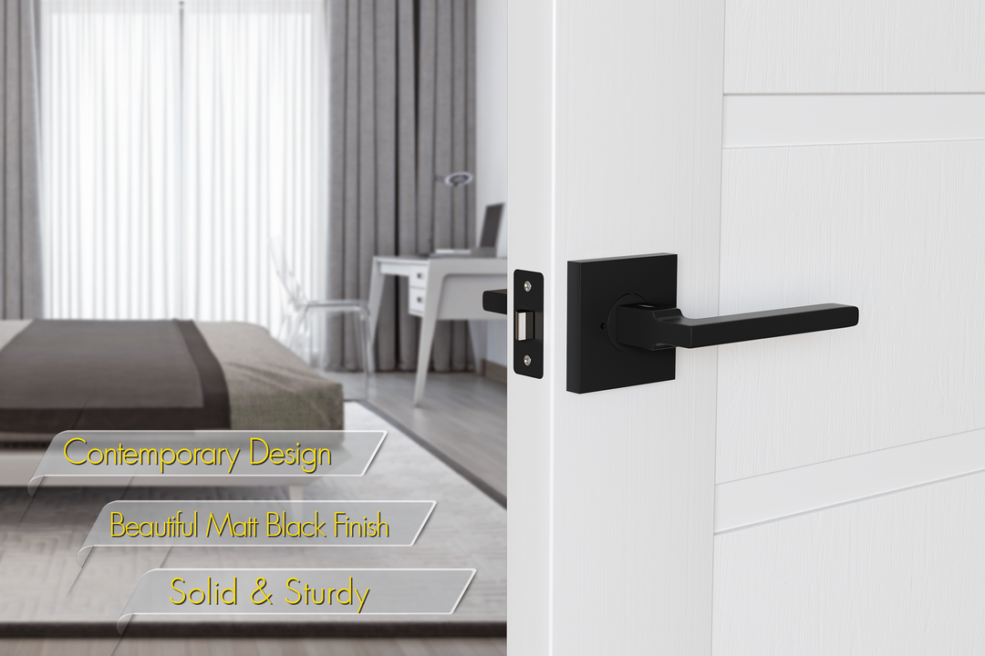 AVALON 0630 'CONCORD' - Modern Door Handle Set in Matte Black