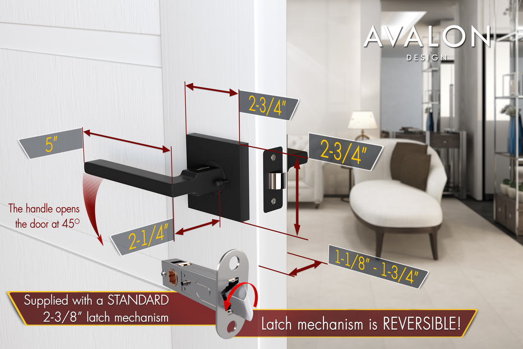 AVALON 0630 'CONCORD' - Modern Door Handle Set in Matte Black
