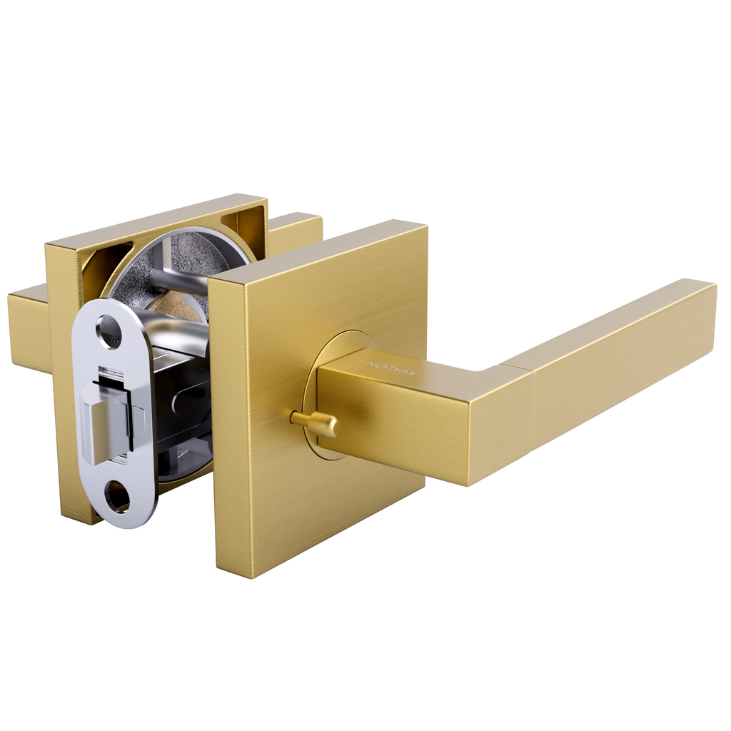 AVALON 0710 'MIRA' - Modern Door Handle Set in Satin Brass Finish