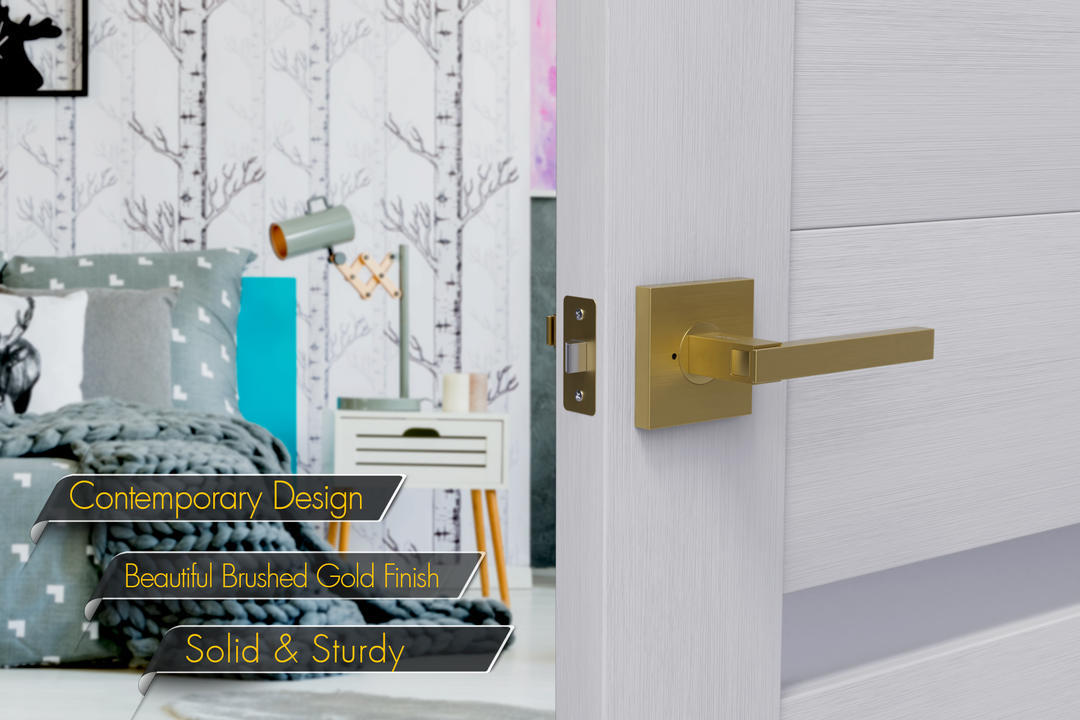 Avalon 0780 Door Handles Modern Door Lever Handles - Polished Gold