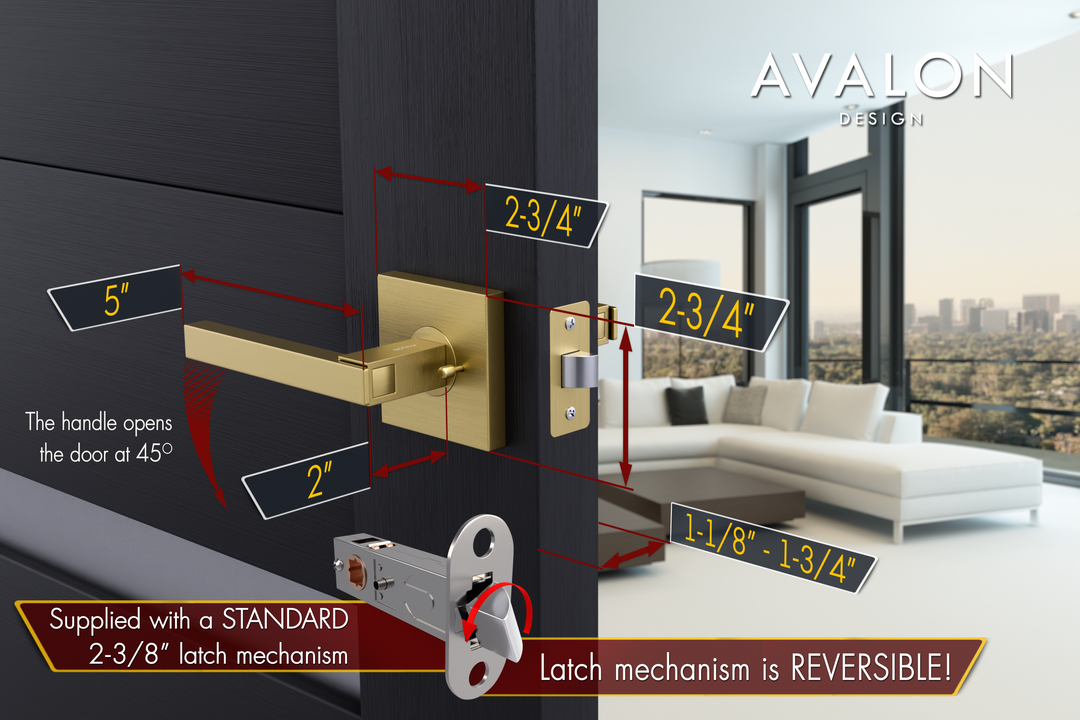 AVALON 0720 'NIKA' - Modern Door Handle Set in Satin Brass Finish