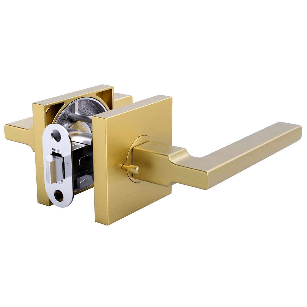 AVALON 0730 'CONCORD' - Modern Door Handle Set in Satin Brass