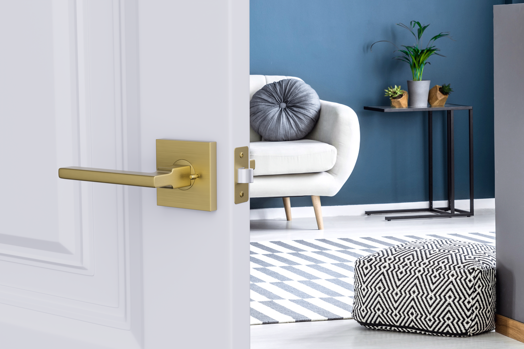 AVALON 0730 'CONCORD' - Modern Door Handle Set in Satin Brass